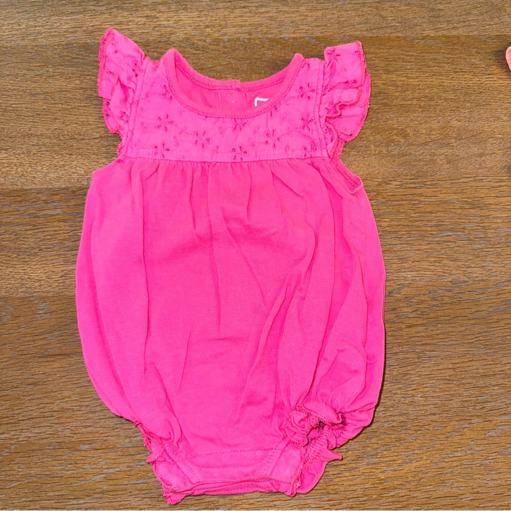 Old Navy Pink Ruffled Bubble Romper.
